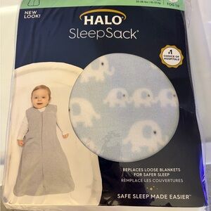 Halo SleepSack in Soft Blue with White Elephants Tog 1
